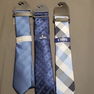 3 Mens Blue Ties NEW